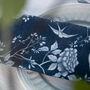Luxury Linen Like Floral Napkins Cecylia Navy Blue, thumbnail 3 of 6