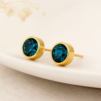 Gold Plated Sterling Silver December Birthstone Stud Earrings – 7mm, 3 of 8