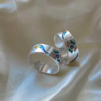 Silver Colourful Floral Band Toe Ring, 2 of 4