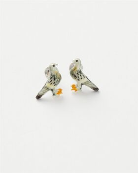 Enamel Pigeon Earrings, 2 of 4