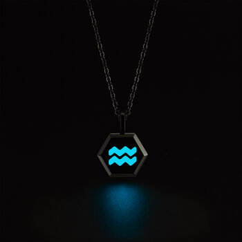 Aquarius Zodiac Glowing Pendant Necklace With Uv Keyring Torch, 6 of 12