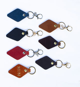 Handmade Personalised Leather Keyring Made In Britain, 3 of 7