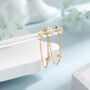 Sterling Silver Starburst Cz Dangle Chain Stud Earrings, thumbnail 3 of 12