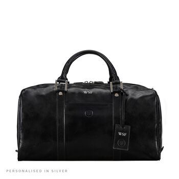 Personalised Small Leather Travel Bag 'Flero Small', 2 of 12