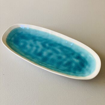 Porcelain Turquoise Serving Bowl / Platter, 6 of 12