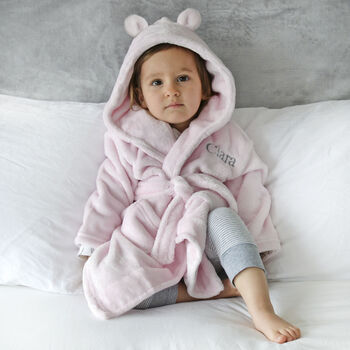 Personalised Pink Baby Dressing Gown With Ears, 4 of 12