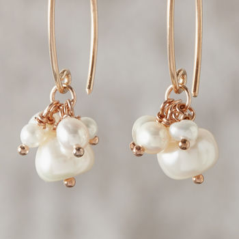 Pearl Cluster Earrings In Rose Gold Fill, 2 of 3