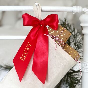 Bow Christmas Stocking Personalised, 3 of 9