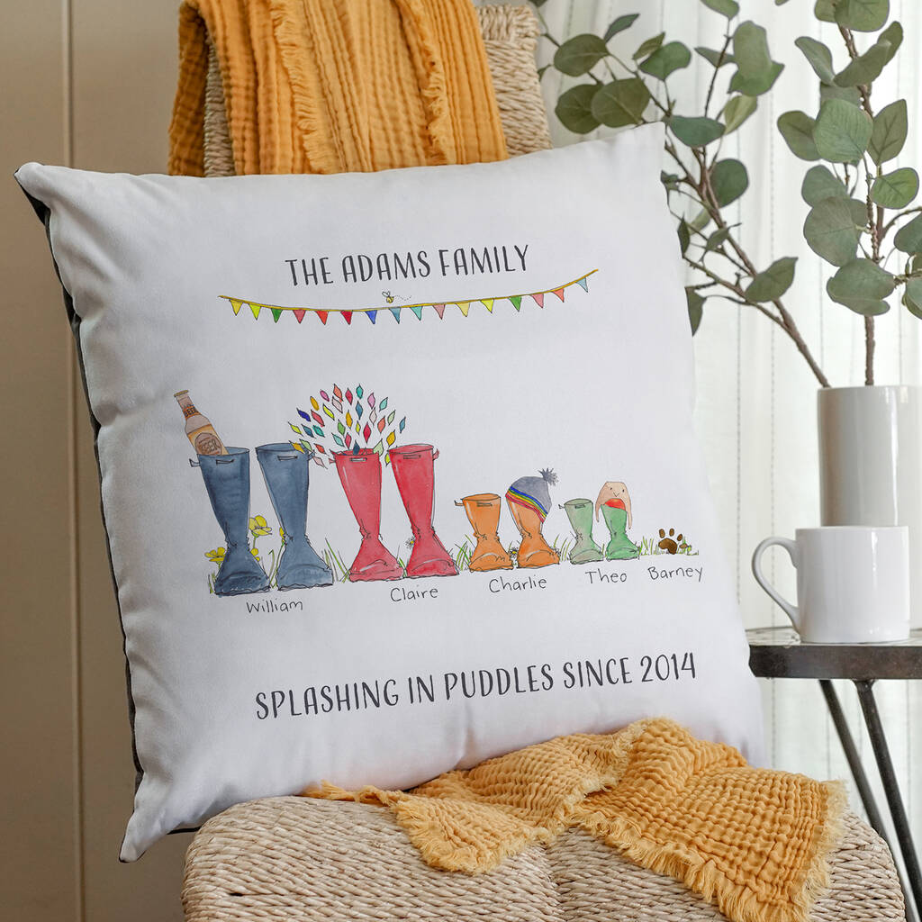 Personalised Welly Boot Family Cushion By This Is Nessie