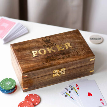 Personalised Luxury Poker King Wooden Poker Set, 2 of 4
