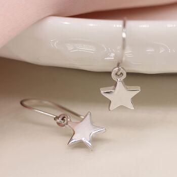 Sterling Silver Star Drop Earrings, 2 of 11