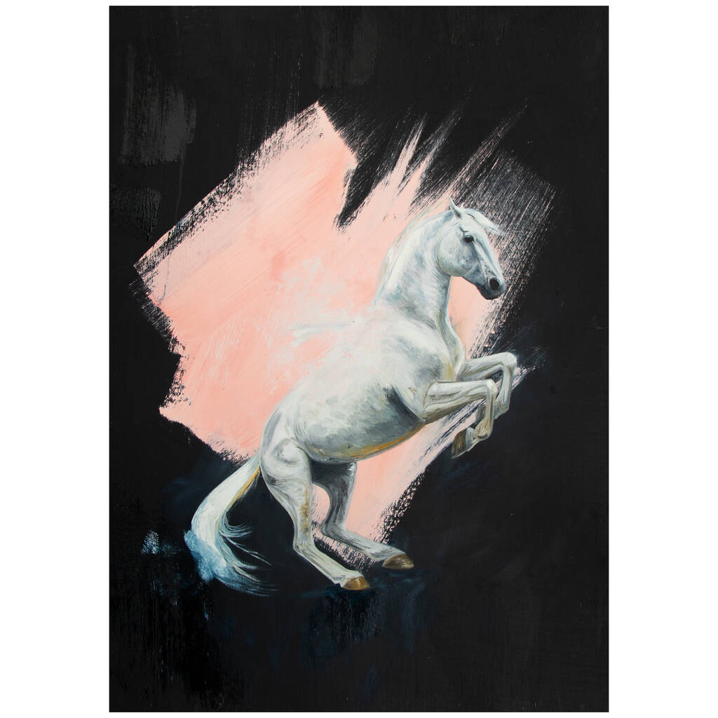 Rearing White Horse Pink Splash Print By Caroline Towning Art Horse Art