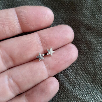 Tiny Recycled Silver Star Studs, 5 of 5
