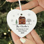 Personalised Cosy Christmas Ceramic Heart Decoration, thumbnail 2 of 4