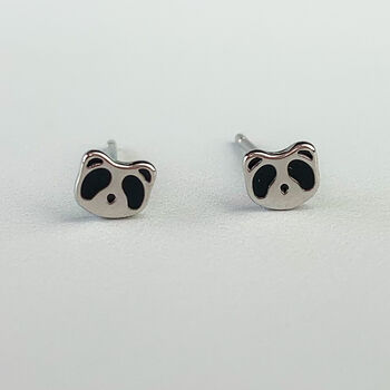 Sterling Silver Tiny Racoon Face Stud Earrings, 4 of 6