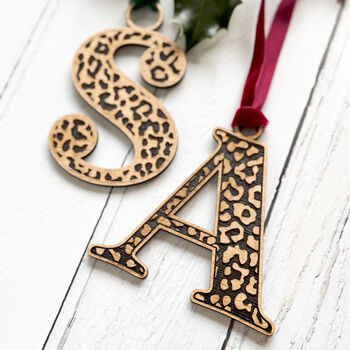 Monogram Leopard Print Wooden Decoration, 6 of 8