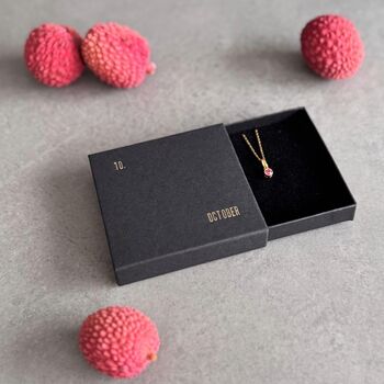 October Birthstone Pink Tourmaline Gold Plated Necklace, 6 of 12