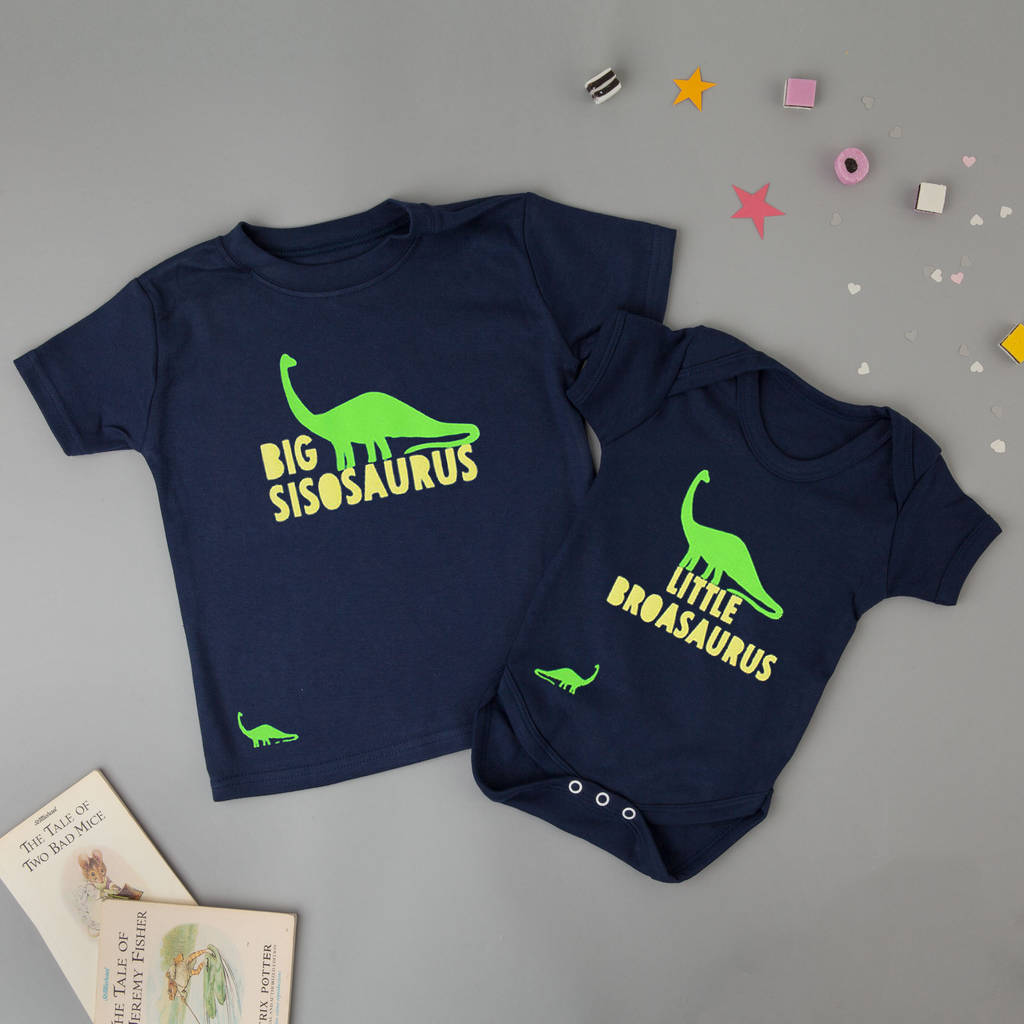 Little And Big Sibling Dinosaur T Shirts, 1 of 5