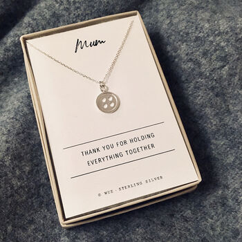 Silver Button Necklace. Thank You Mum Gift, 2 of 5