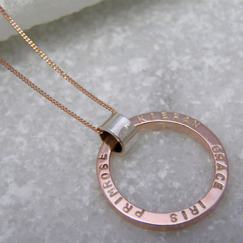 9ct Rose Gold Family Names Circle Necklace, 8 of 8