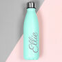 Personalised Mint Green Metal Insulated Drinks Bottle, thumbnail 3 of 6