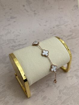 Rose Gold White Clover Charm Bracelet, 2 of 5