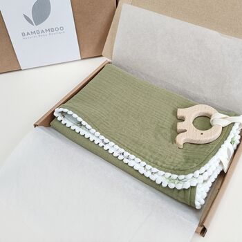 Organic Baby Comforter And Wooden Teether Gift, 9 of 9