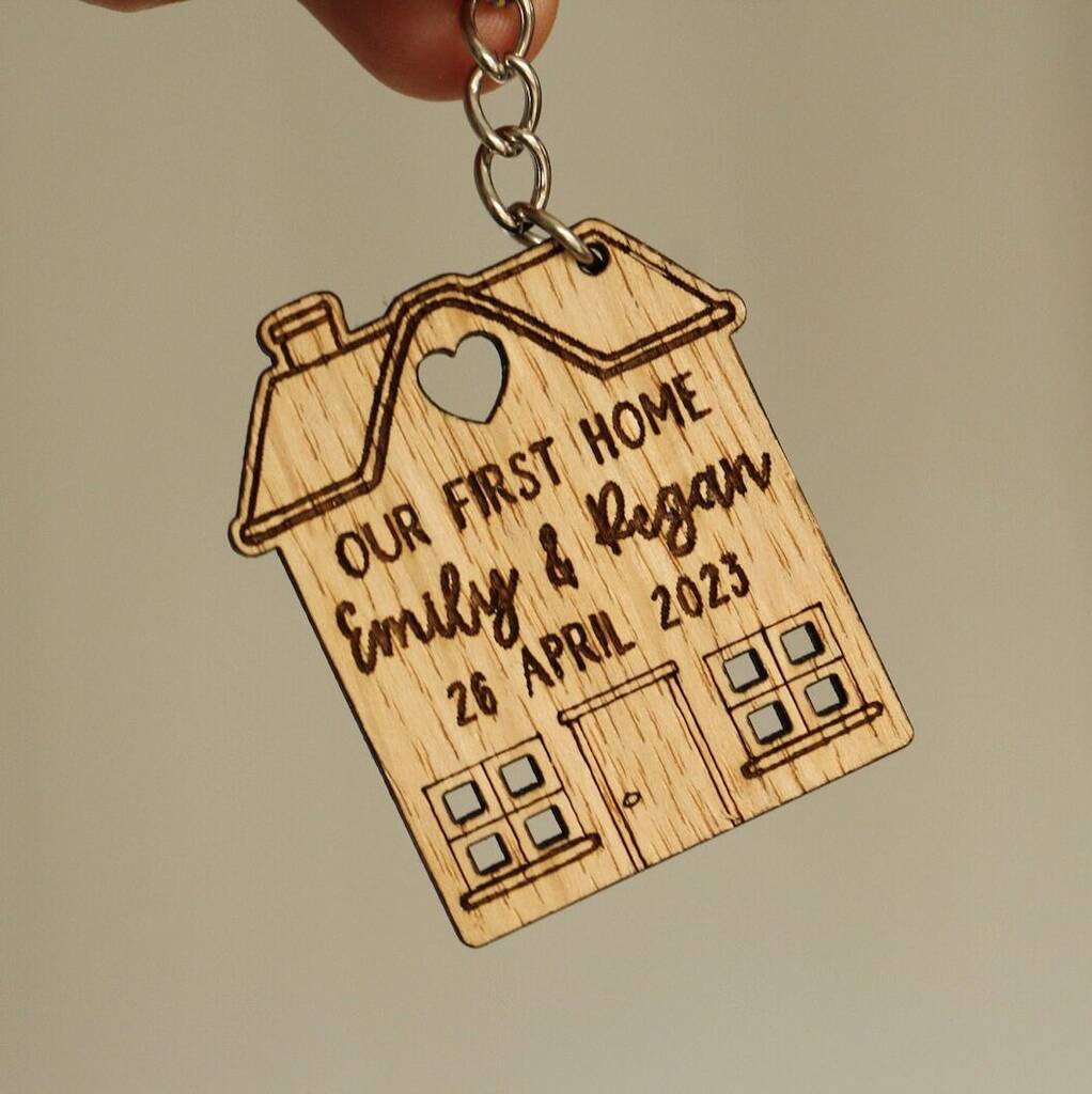Personalised New Home Keyring – “Home Sweet Home / Our First Home / My New Home” Couples Gift, 1 of 4