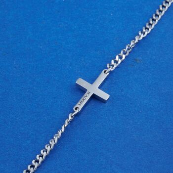 Personalised Cross Bracelet Silver, For Men And Women, Adjustable, 5 of 10