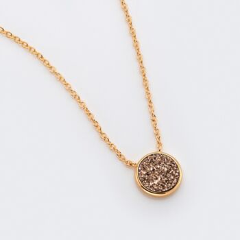 Round Rose Druzy Crystal 18k Gold Plated Necklace, 2 of 4