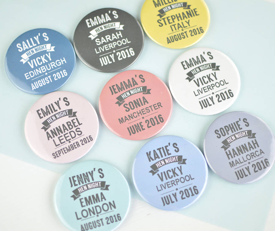 Personalised Hen Night Badge Set By Tillie Mint Loves 