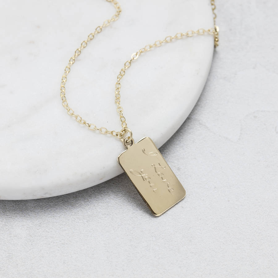 Personalised Gold Tiny Tag Necklace By Under the Rose