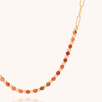 Gem Shine Carnelian Necklace With Paperclip Chain, 4 of 7