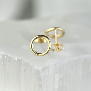 Tiny Circle Solid Gold Studs, 2 of 7