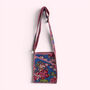 Mini Cross Body Bag | Denim Blue And Pink Block Print Floral, thumbnail 1 of 5