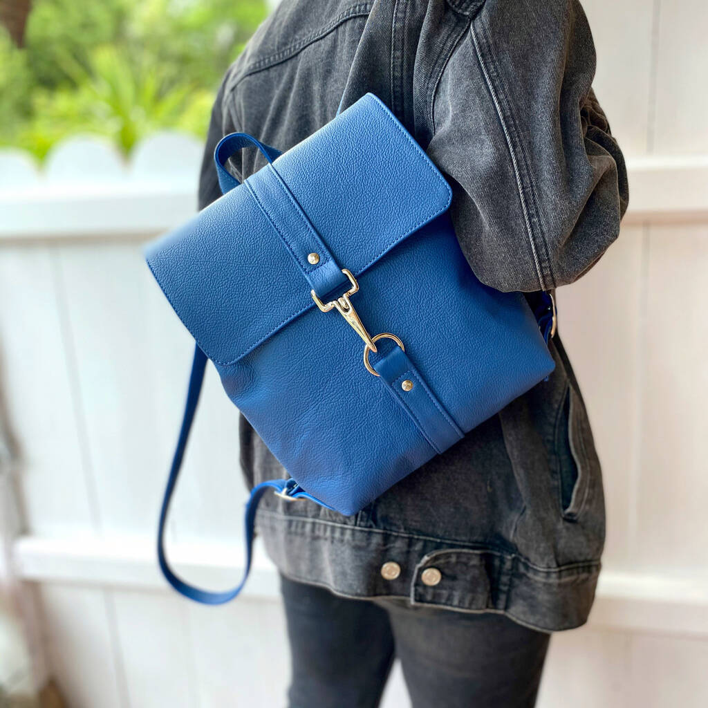 Handcrafted Small Royal Blue Backpack, 1 of 6