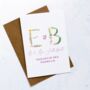Personalised Floral Initials Wedding Day Card, thumbnail 2 of 3