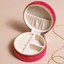 Quilted Velvet Mini Round Travel Jewellery Case In Pink, thumbnail 4 of 4
