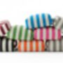 Hand Painted Linen Floor Cushion Cube In Stripe Print, thumbnail 2 of 12