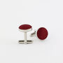 Woven Fabric Faced Cufflinks Burgundy Red, thumbnail 1 of 4