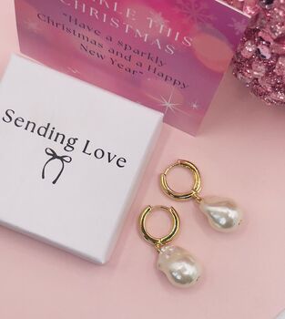 Large Pearl Hoop Earrings, 4 of 5