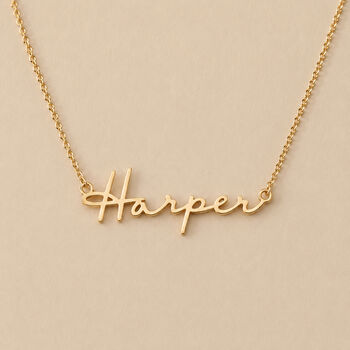 Personalised Name Necklace, Flowing Script In Gold Or Sterling Silver, 3 of 11