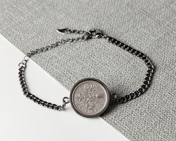 1961 65th Birthday Sixpence Coin Chain Bracelet, 4 of 5