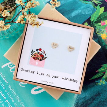 'Sending Love On Your Birthday' Heart Earrings, 4 of 6