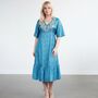 Zaria Blue Silk Print Embroidered Dress 21, thumbnail 1 of 3