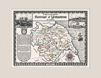 Yorkshire Ridings Map Hand Drawn Fine Art Print, 11 of 12