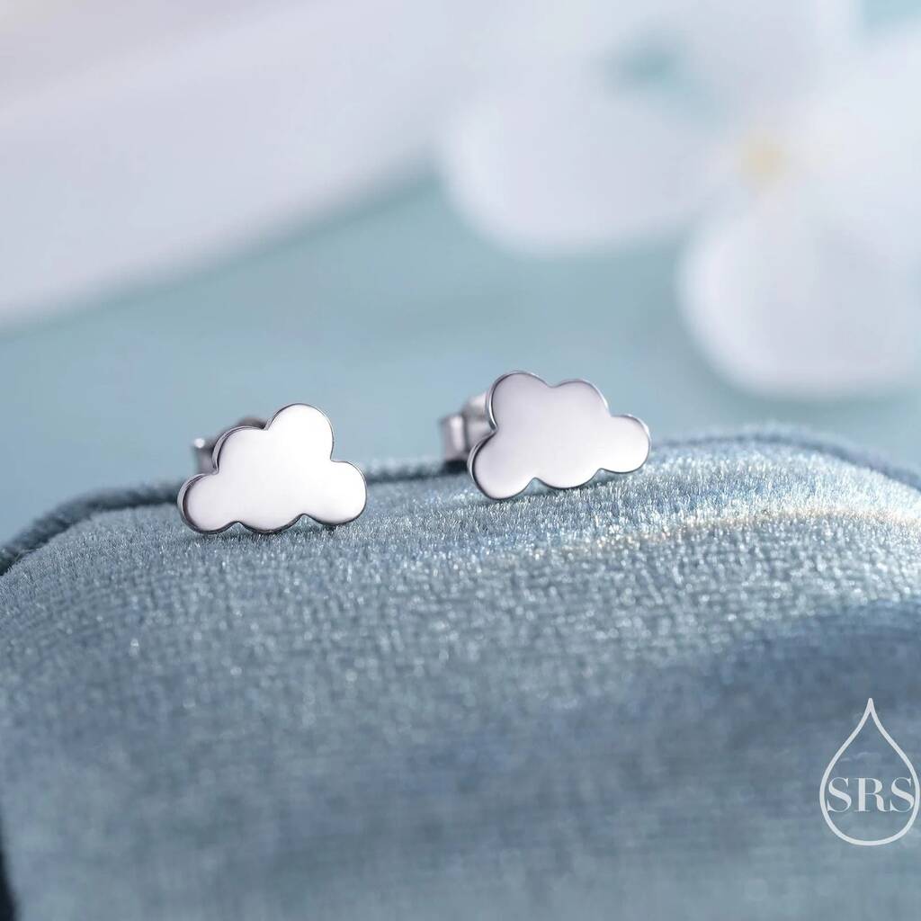 Sterling Silver Little Cloud Stud Earrings, 1 of 12