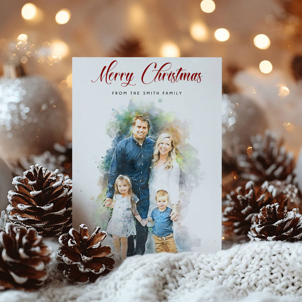 Personalised Watercolour Family Christmas Card, 1 of 5