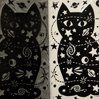 Felicette The Space Cat Linocut Print, 2 of 4