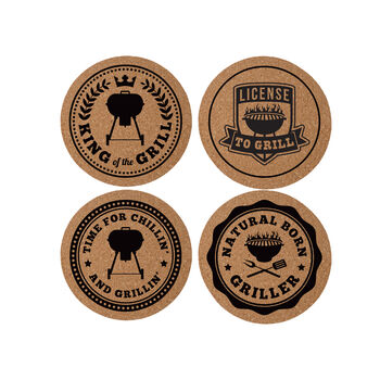 Set Of Four Loft BBQ Round Cork Coasters In Gift Box, 2 of 2